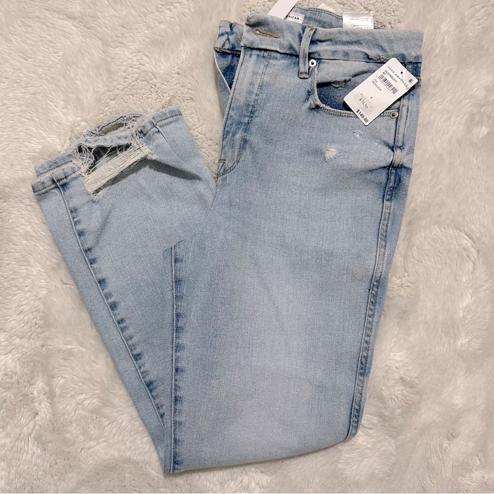 Good American Distressed Light-wash Denim Jeans Size 8/29 NEW